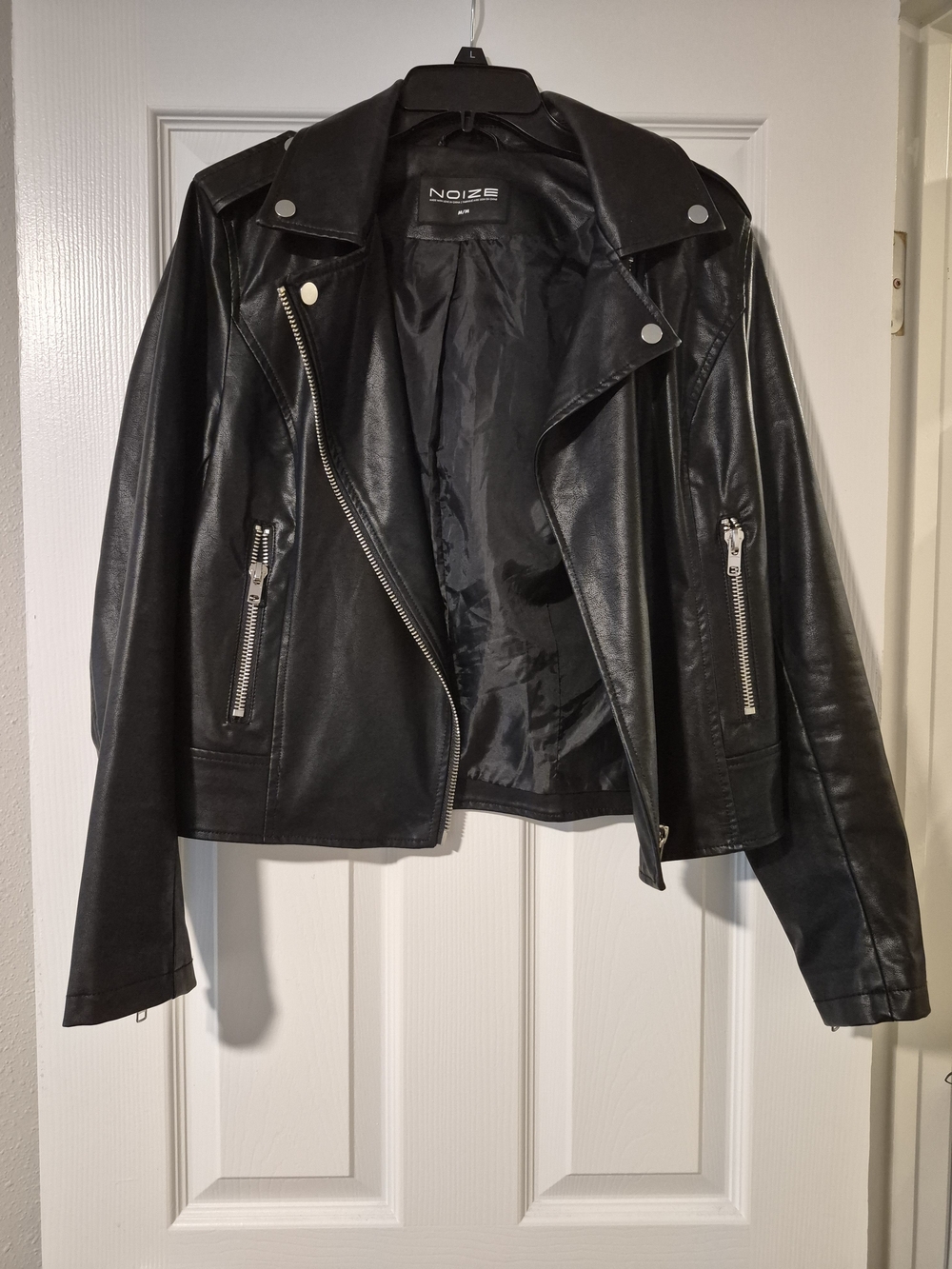 Noize Black Faux Leather Jacket Like New. Size Medium
